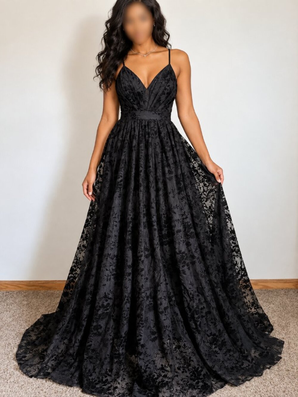 ​Windsor Black Floral Lace Formal Maxi Dress Size 5